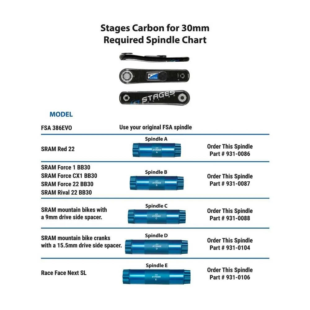Stages Cycling Spindle For Sram/Easton BB30 - Image 2
